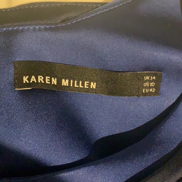 KAREN MILLEN size 10 stunning cobalt blue satin dress with detailing - Picture 7 of 9